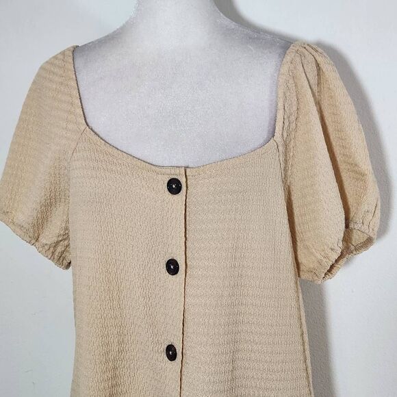 Sanctuary Cream Puffy Sleeve Mini Dress NWT Size Medium Cream Button-Up Dress - Picture 2 of 10